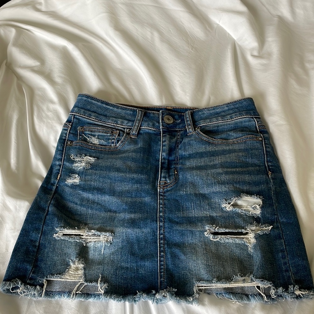 American eagle high rise jean skirt